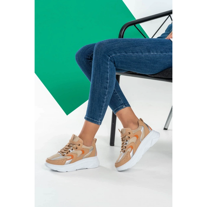 Cintia Nude Oranj Bağcıklı Spor Ayakkabı