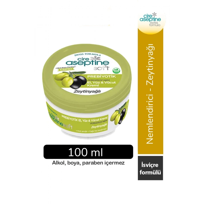 Cire Aseptine Soft Zeytinyağlı Nemlendirici Pürüzsüzleştirici Prebiyotikli Krem 100 ml