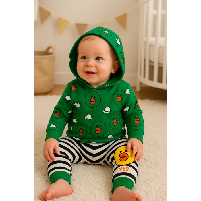 Civciv Desenli 2li % 100 Pamuk Erkek Bebek Takımı