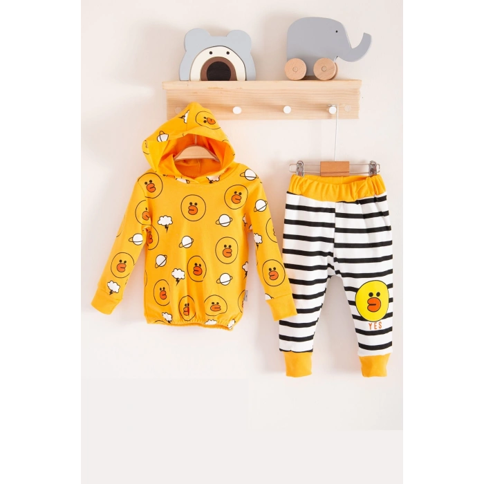 Civciv Desenli 2li % 100 Pamuk Erkek Bebek Takımı