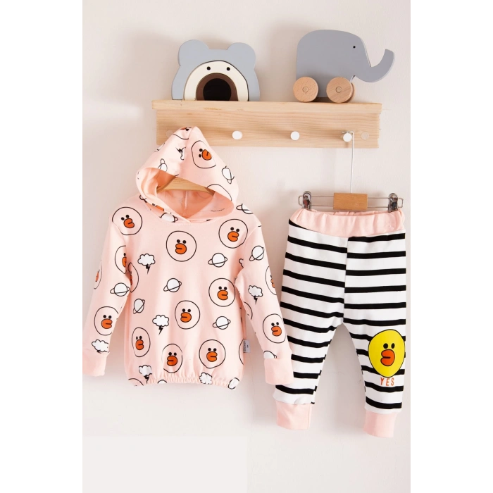 Civciv Desenli 2li % 100 Pamuk Kız Bebek Takımı