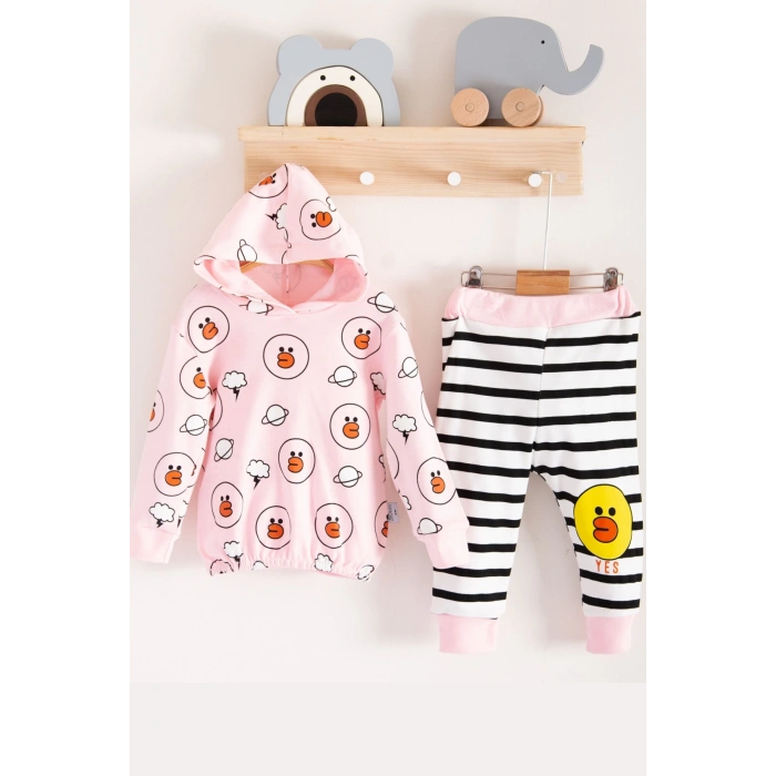 Civciv Desenli 2li % 100 Pamuk Kız Bebek Takımı