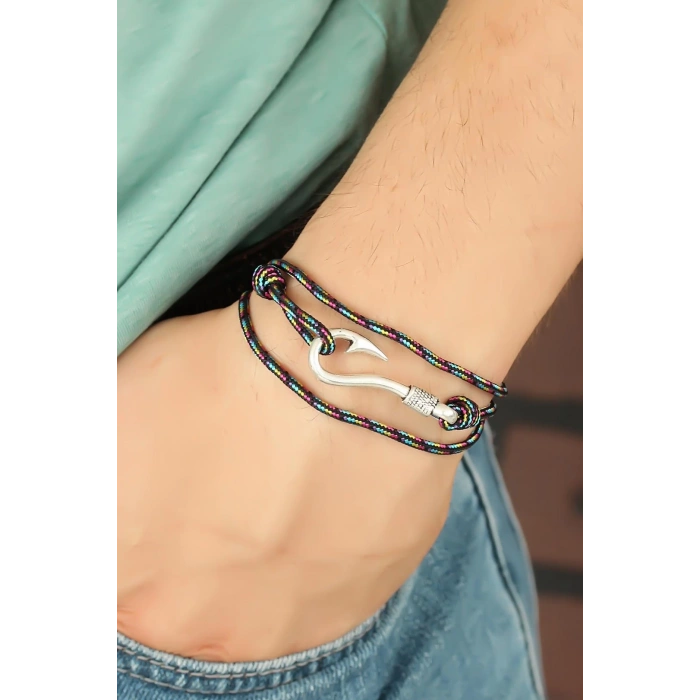 Çizgi Desenli Metal Kancalı Erkek Bileklik - TJ-EB2239-KS