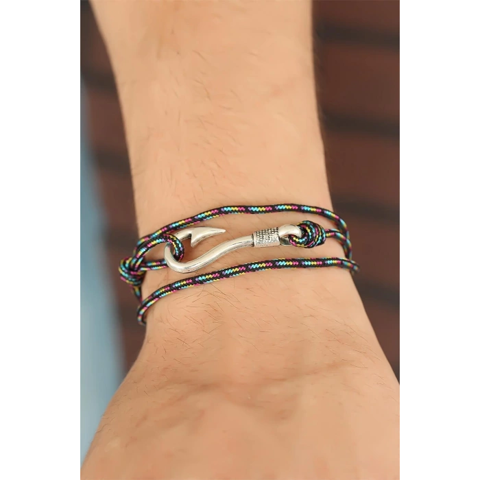 Çizgi Desenli Metal Kancalı Erkek Bileklik - TJ-EB2239-KS