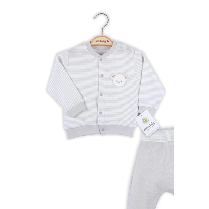 Çizgili Bear Hırkalı % 100 Pamuk Erkek Bebek Takım