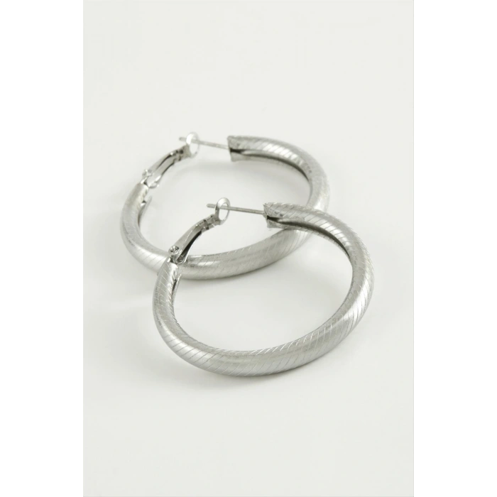 Çizgili Boru Halka Küpe 3,5 cm