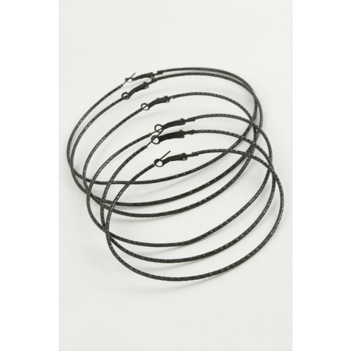 Çizgili Metal Halka Küpe 6 Adet