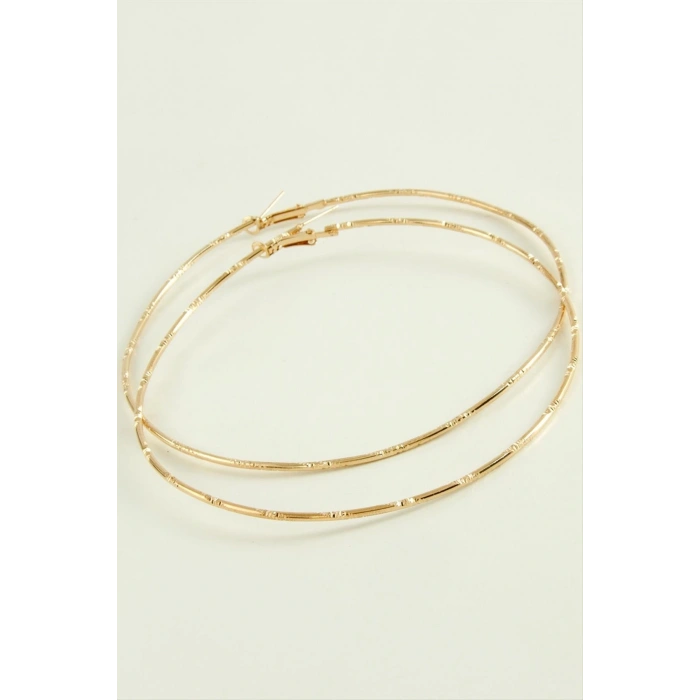 Çizgili Metal Halka Küpe 8-9-10 cm