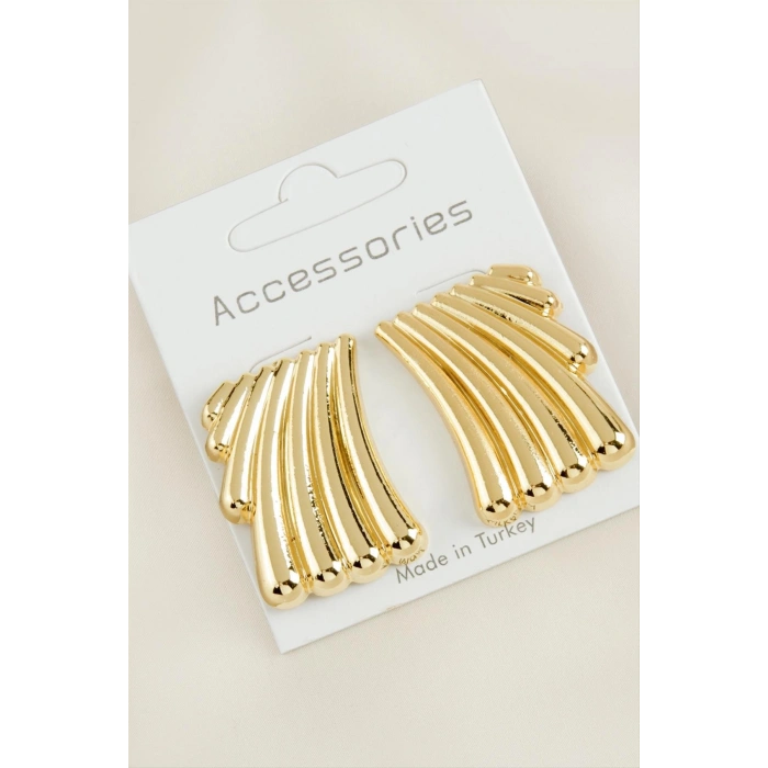 Çizgili Yeni Sezon Metal Küpe