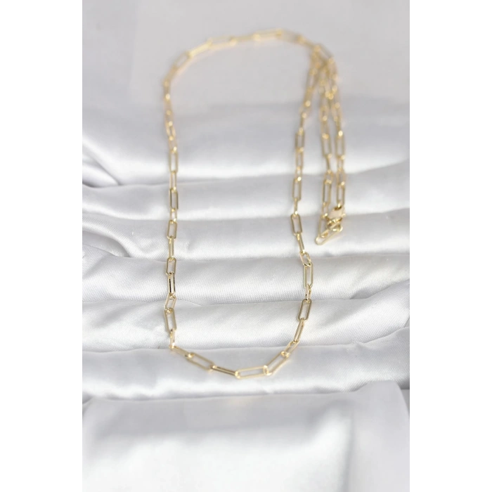 CM 14K Gold Renk Ataç Zincirli Model 60 cm Kadın Kolye - TJ-BKO10985