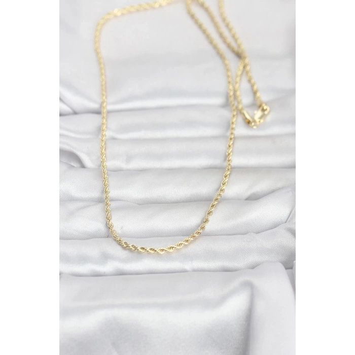 CM 14K Gold Renk Burgu Model Zincirli 60 cm Kadın Kolye - TJ-BKO10959