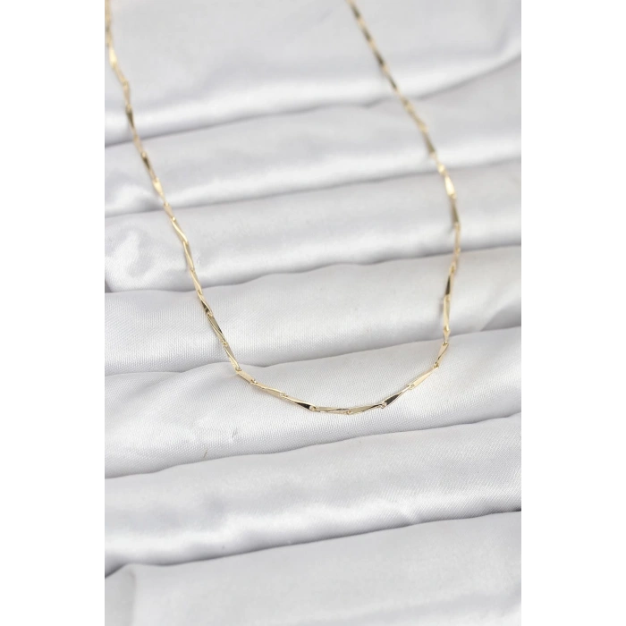 CM 14K Gold Renk Çubuk Kesme Zincir Model 60 cm Kadın Kolye - TJ-BKO10945