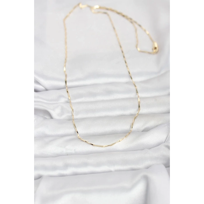 CM 14K Gold Renk Çubuk Kesme Zincir Model 60 cm Kadın Kolye - TJ-BKO10945