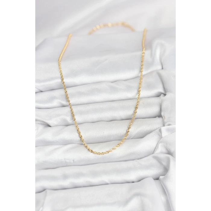 CM 14K Gold Renk Ezme Burgu Zincir Model 60 cm Kadın Kolye - TJ-BKO10929