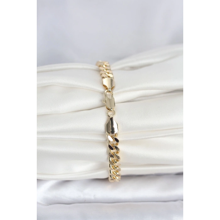 CM 14K Gold Renk Ezme Kalın Zincir Model Kadın Bileklik - TJ-BB8307