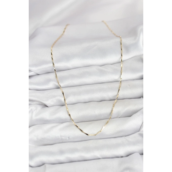 CM 14K Gold Renk İnce Kesim Çubuk Model Zincir Kadın Kolye - TJ-BKO10919