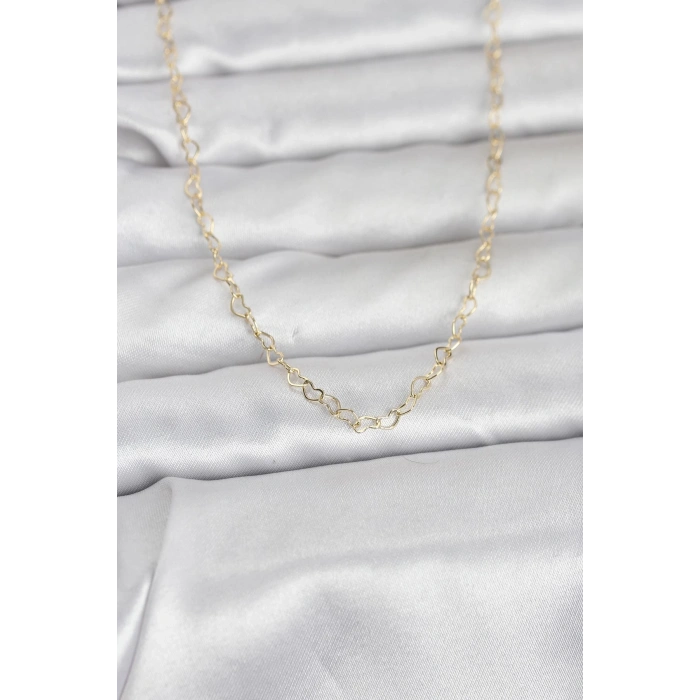 CM 14K Gold Renk Kalp Zincirli 60 cm Kadın Kolye - TJ-BKO10953