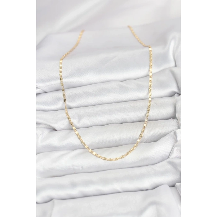 CM 14K Gold Renk Lazer İnce Zincirli Kadın Kolye - TJ-BKO10926