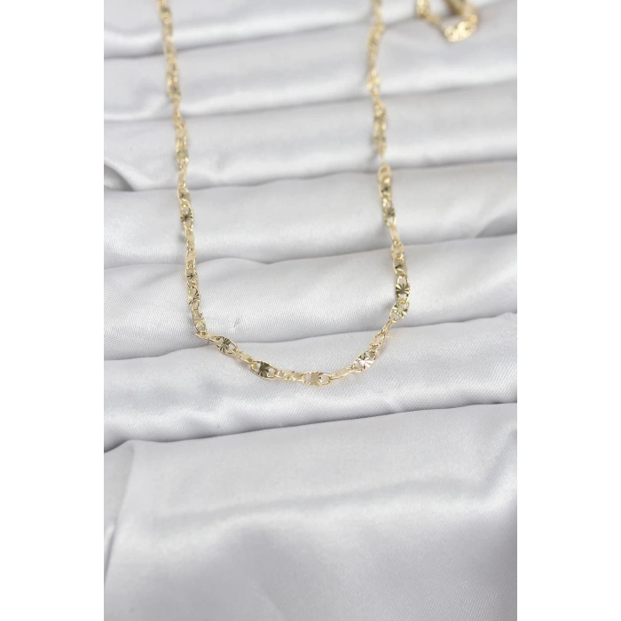 CM 14K Gold Renk Lazerli Gemici Zincir Model 60 cm Kadın Kolye - TJ-BKO10974