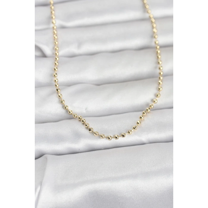 CM 14K Gold Renk Top Zincirli Model 60 cm Kadın Kolye - TJ-BKO10958
