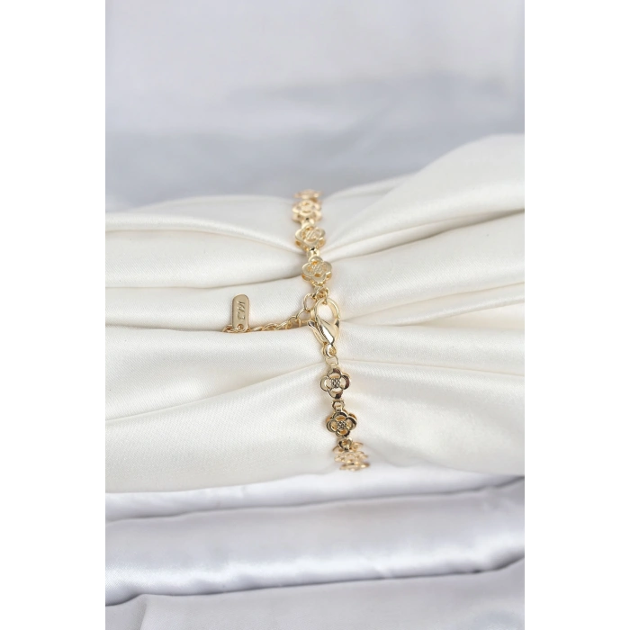 CM 14K Gold Renk Yonca Model Kadın Bileklik - TJ-BB8290