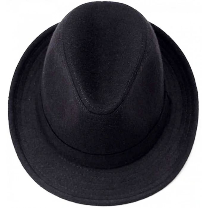Çocuk Boy Siyah Kumaş Fötr Şapka Gösteri Şapkası Michael Jackson Şapkası 54 No