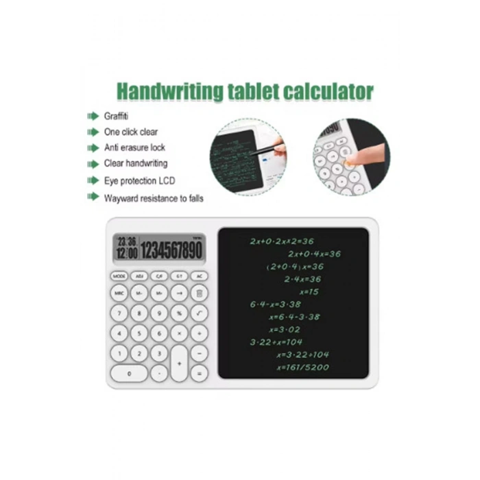 Çok Amaçlı Digital Hesap Makinesi Lcd Ekran Yazma Tableti Ofis Okul İçin Silinebilir El Yazısı Not Defteri