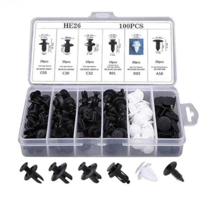 Çok Amaçlı Plastik Bağlantı Klipsi Seti 100 Parça