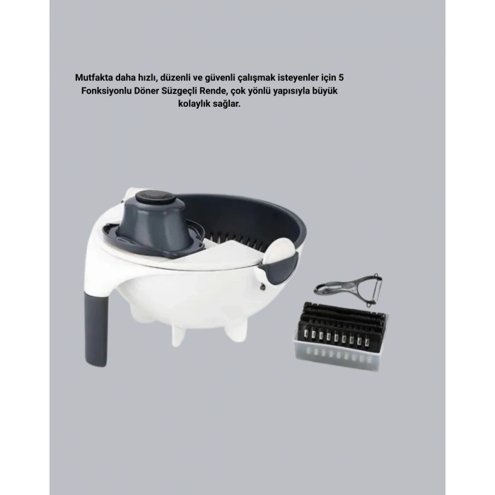 Çok Fonksiyonlu Döner Rende Süzgeç Hazneli Ergonomik Sebze Doğrayıcı