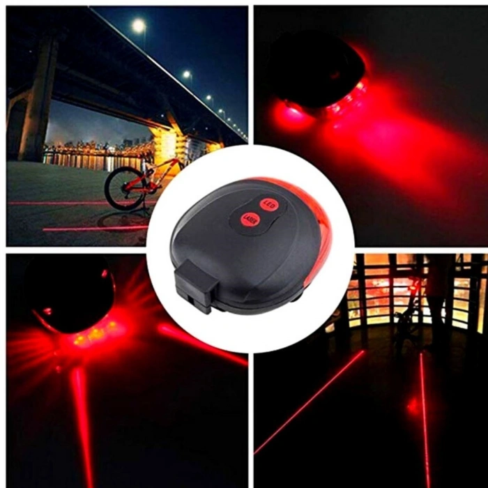 Çok Fonksiyonlu Pilli Bisiklet Led Lazer Işığı Arka Stop Lambası (4887)