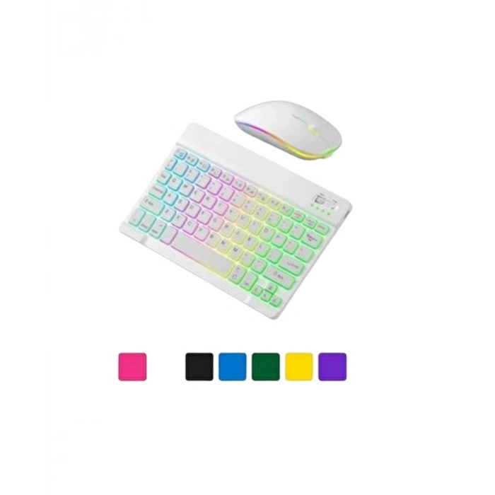 Çoklu Cihaz Uyumlu Kablosuz Klavye Mouse Seti Aydınlatmalı