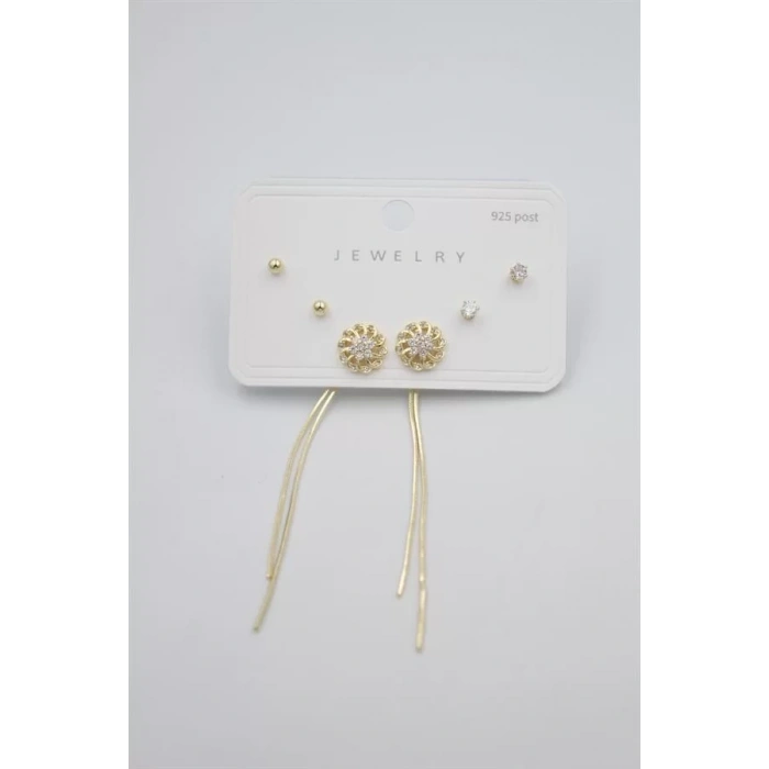 Çoklu Set Küpe - Altın