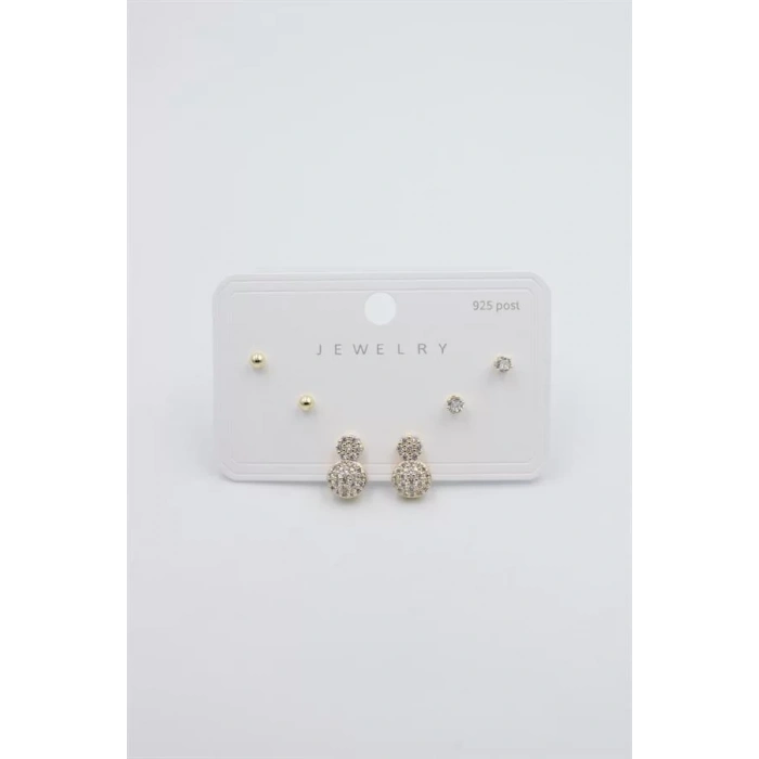 Çoklu Set Küpe - Altın