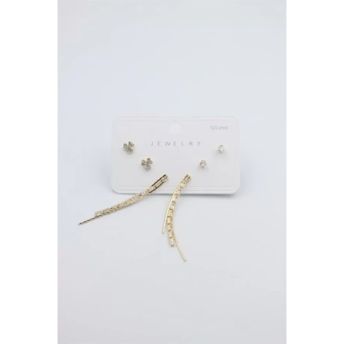 Çoklu Set Küpe - Altın