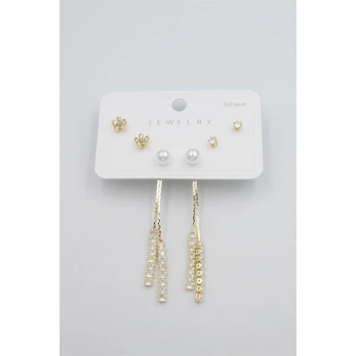 Çoklu Set Küpe - Altın