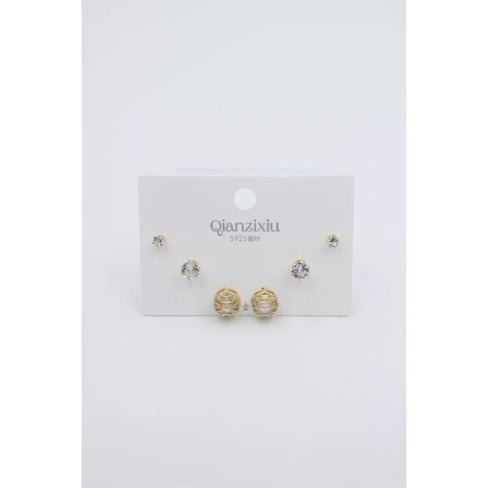 Çoklu Set Küpe - Altın