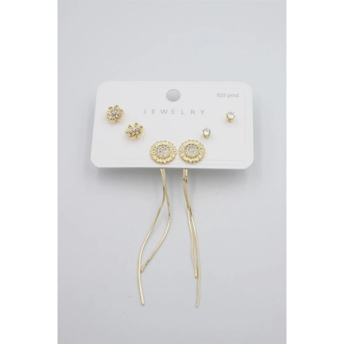 Çoklu Set Küpe - Altın