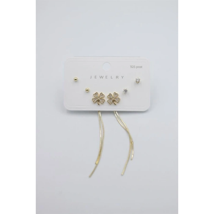 Çoklu Set Küpe - Altın