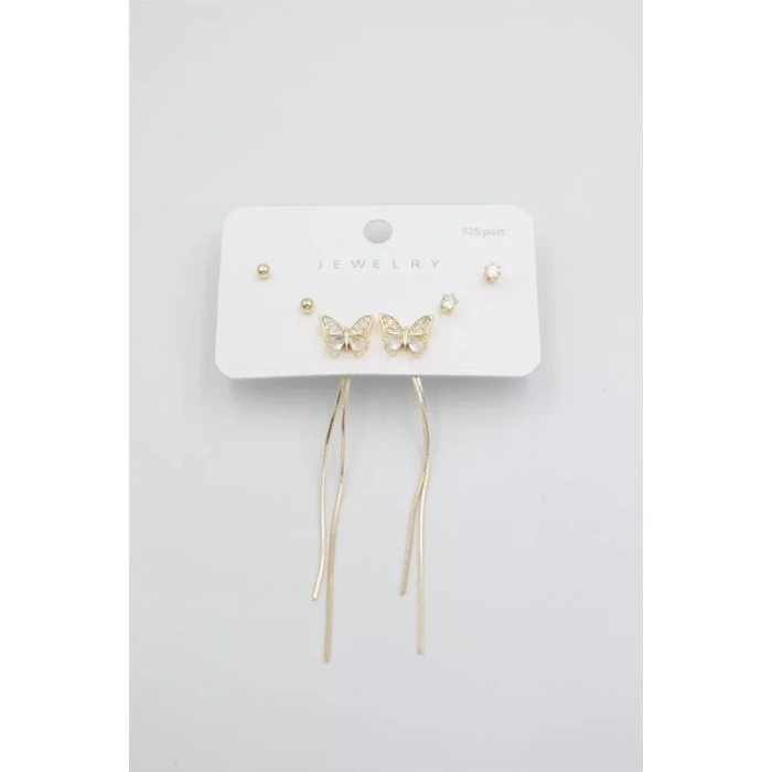 Çoklu Set Küpe - Altın