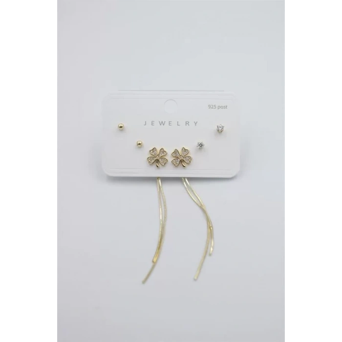 Çoklu Set Küpe - Altın