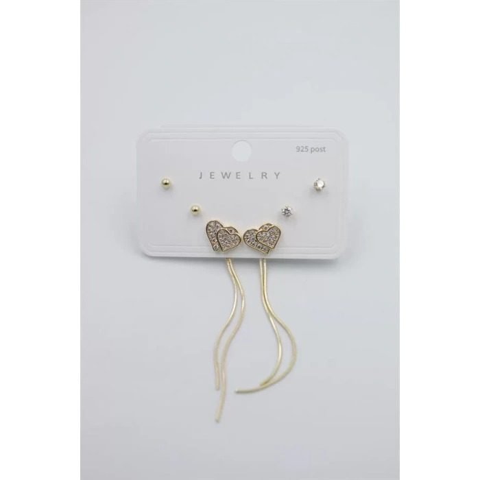 Çoklu Set Küpe - Altın