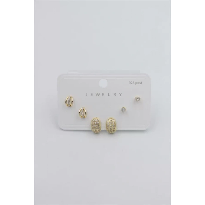 Çoklu Set Küpe - Altın