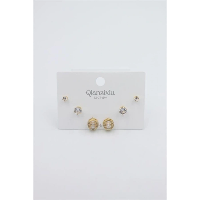 Çoklu Set Küpe - Altın