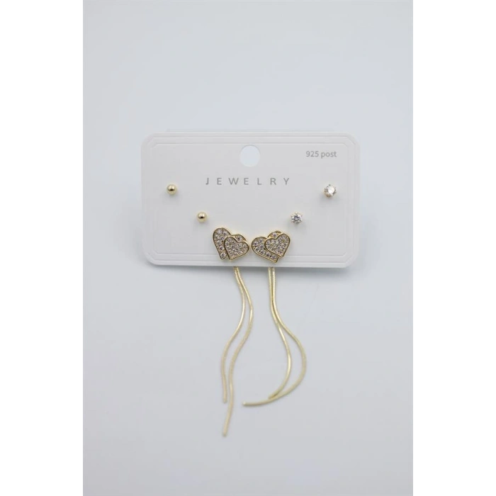 Çoklu Set Küpe - Altın