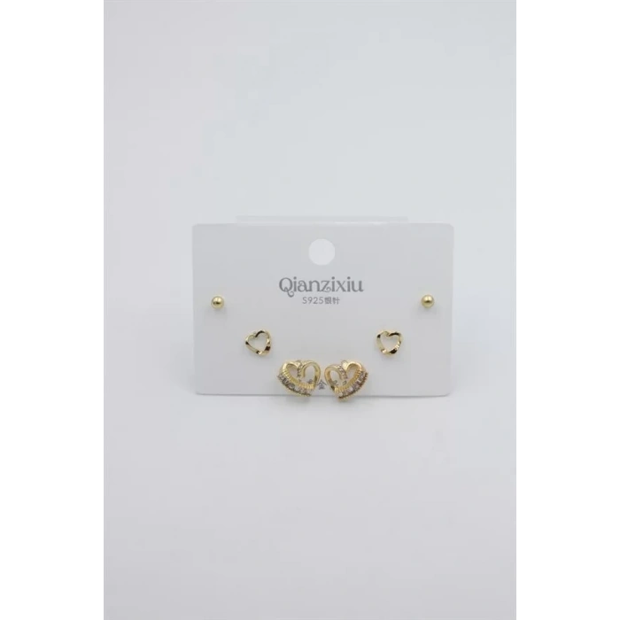 Çoklu Set Küpe - Altın