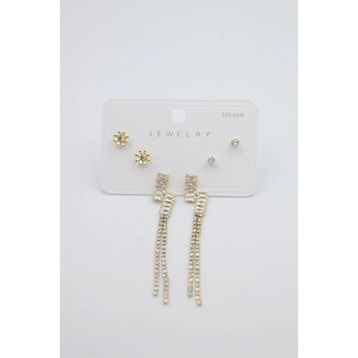 Çoklu Set Küpe - Altın