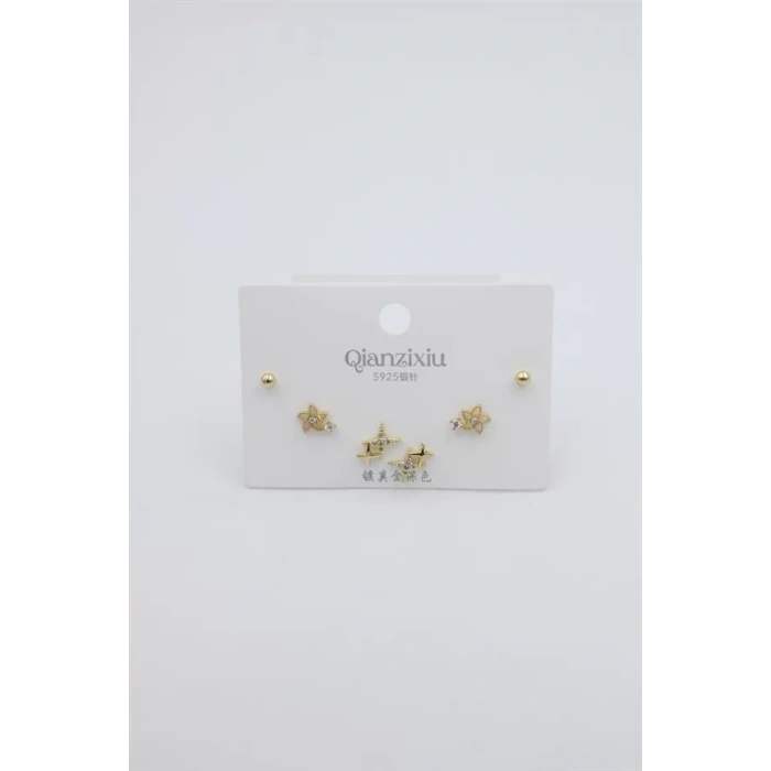 Çoklu Set Küpe - Altın