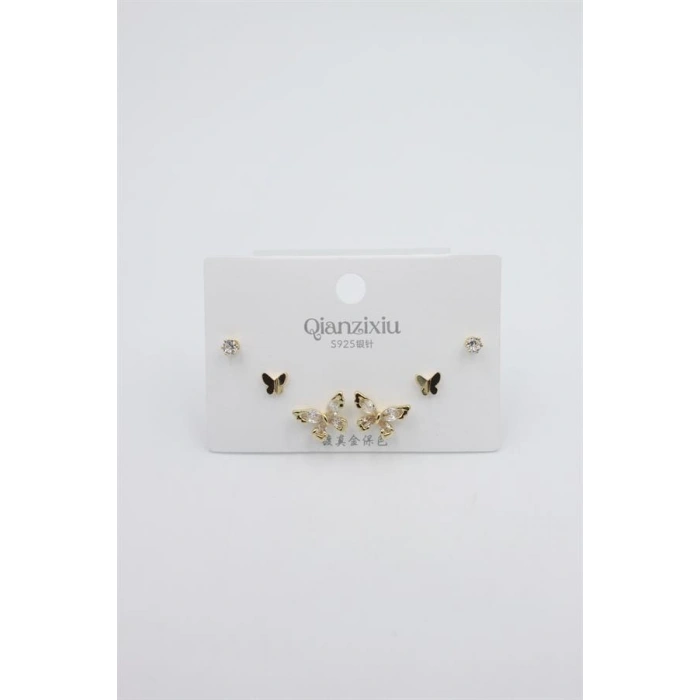 Çoklu Set Küpe - Altın