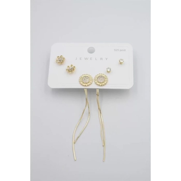 Çoklu Set Küpe - Altın