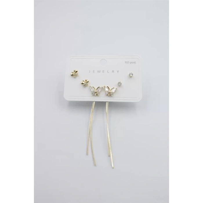 Çoklu Set Küpe - Altın